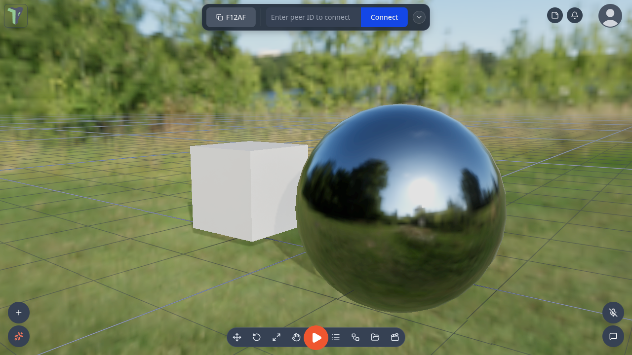 A mirror sphere and a box lit by the Meadow sky image
