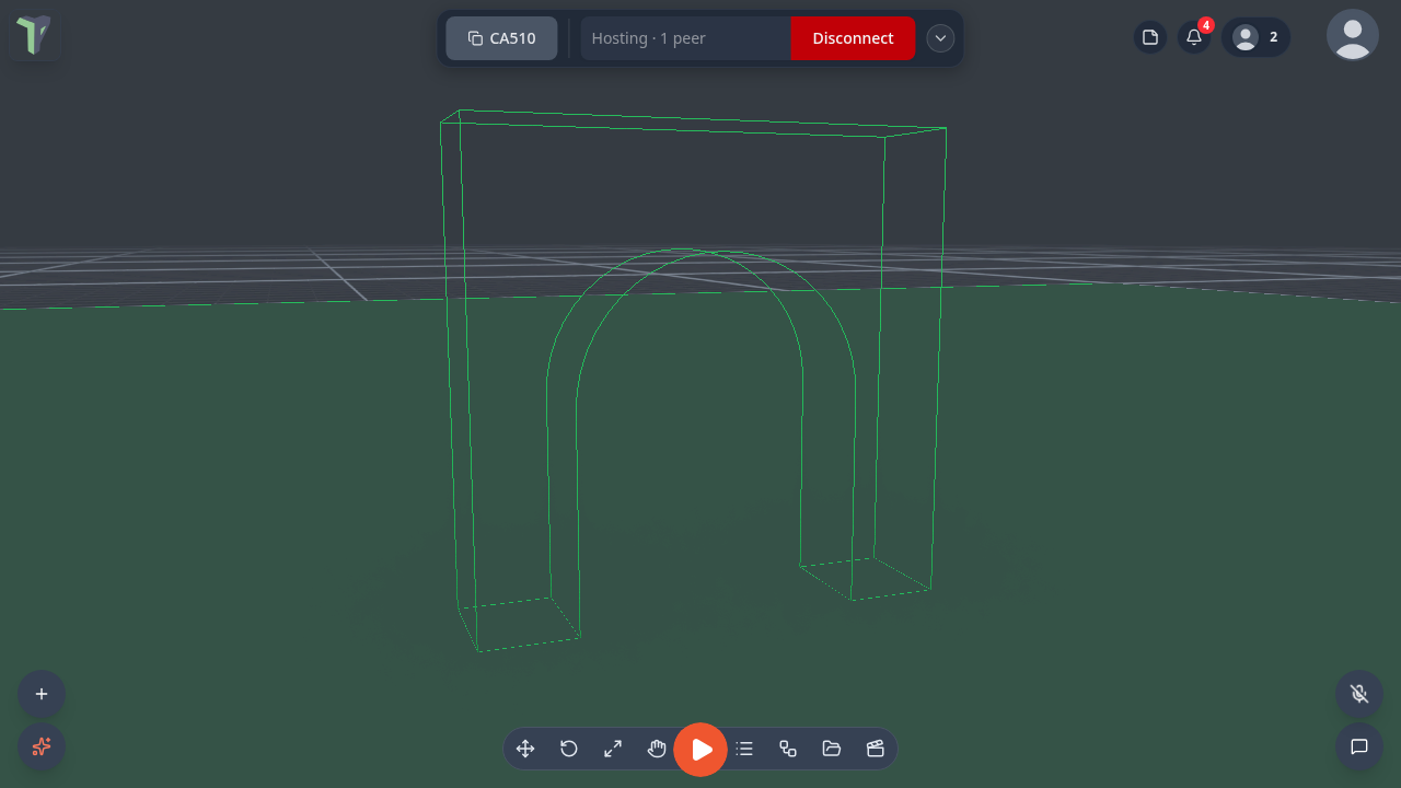 An arch with an exact mesh collider: the green wireframe follows the opening