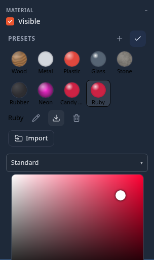 Editing your presets: rename, download and delete on your own swatches