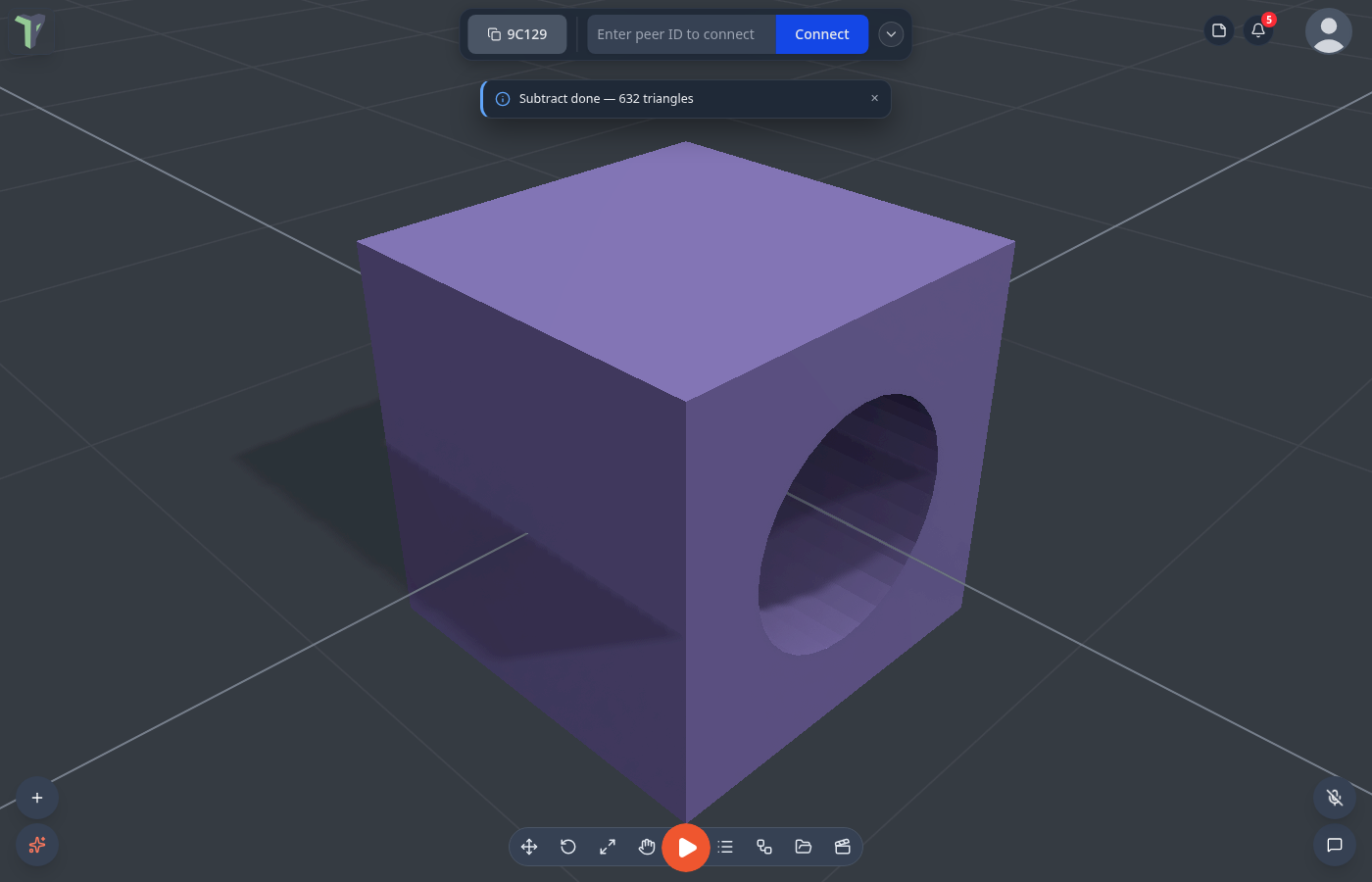 A cylinder subtracted from a box