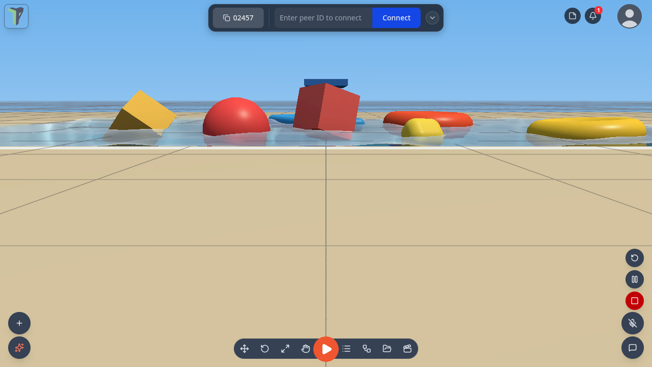 Toys floating in a pool sunk into the ground