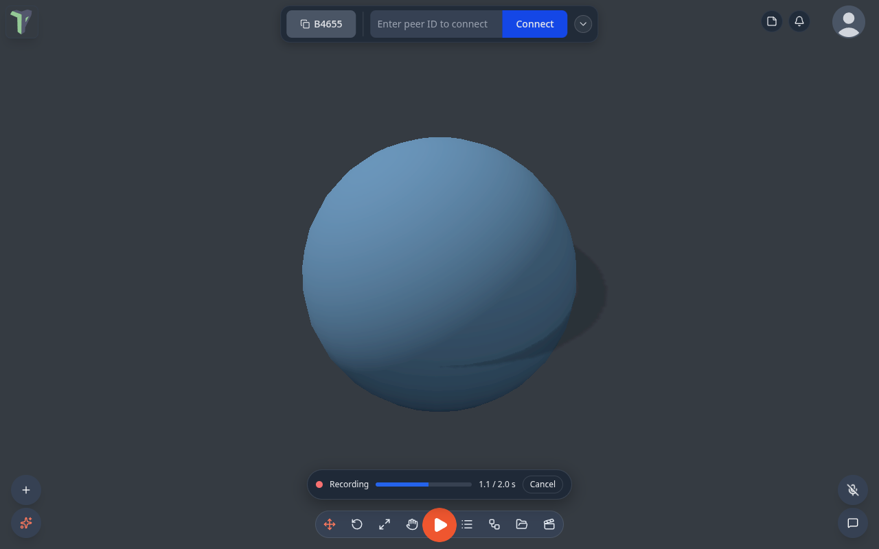 The recording bar above the toolbar