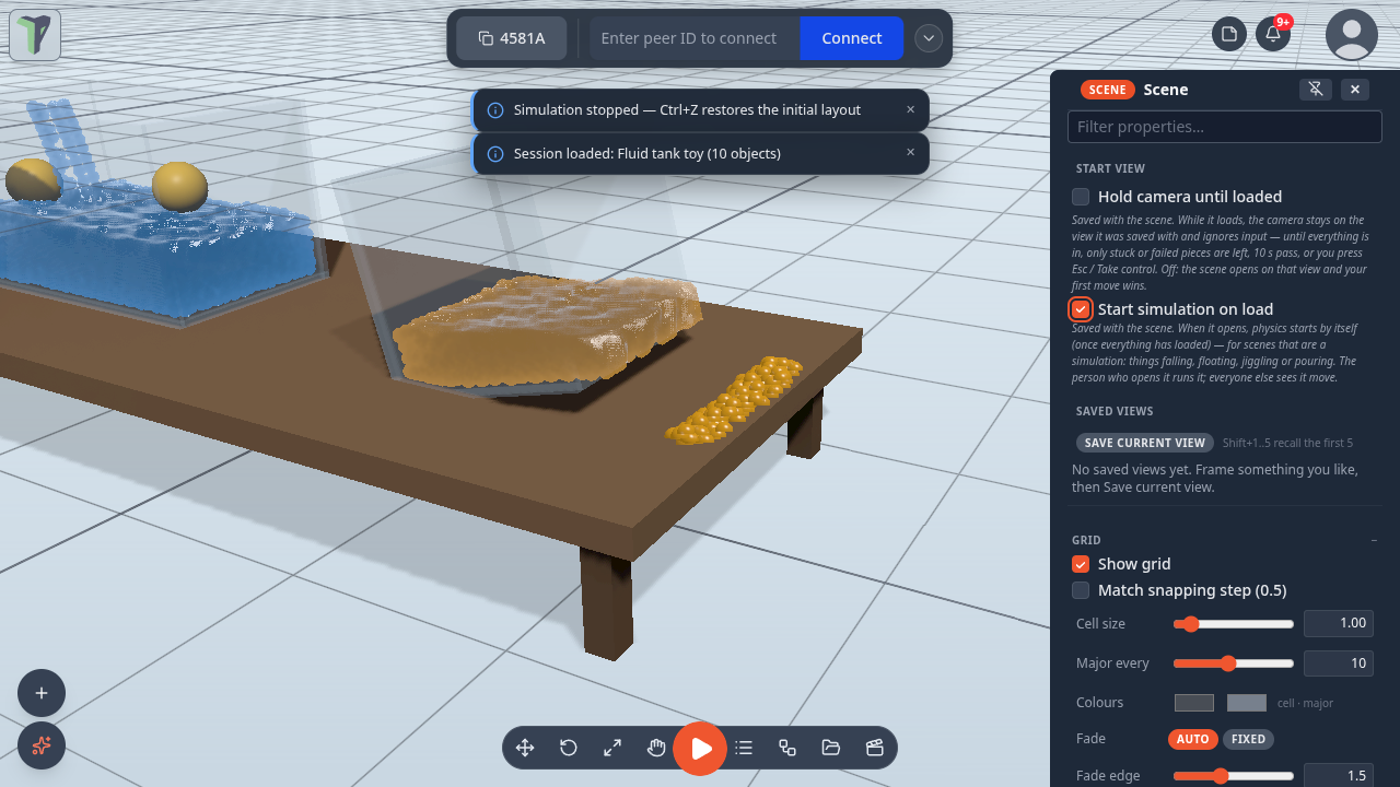 Fluid tank toy: the Honey tank tipped, its honey spilled onto the table