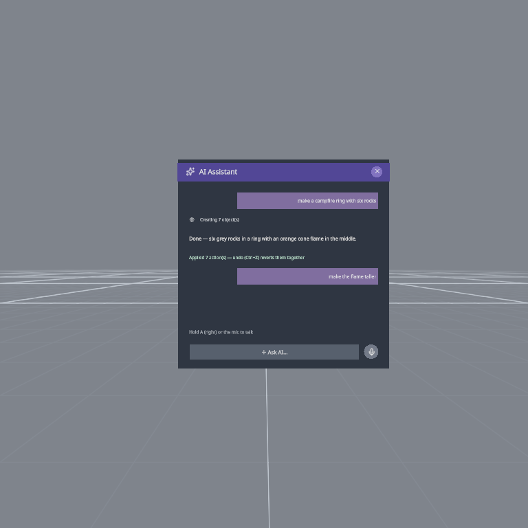 The AI Assistant panel in the headset